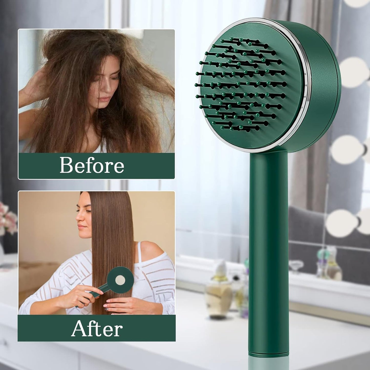 6034 Air Cushion Massage Brush Airbag Massage Comb With Long Handle Self-cleaning Hair Brush Detangling Anti-static For All Hair Wukusy