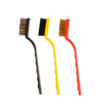 3 Pc Mini Wire Brush Set (Brass Nylon Stainless Steel Bristles)