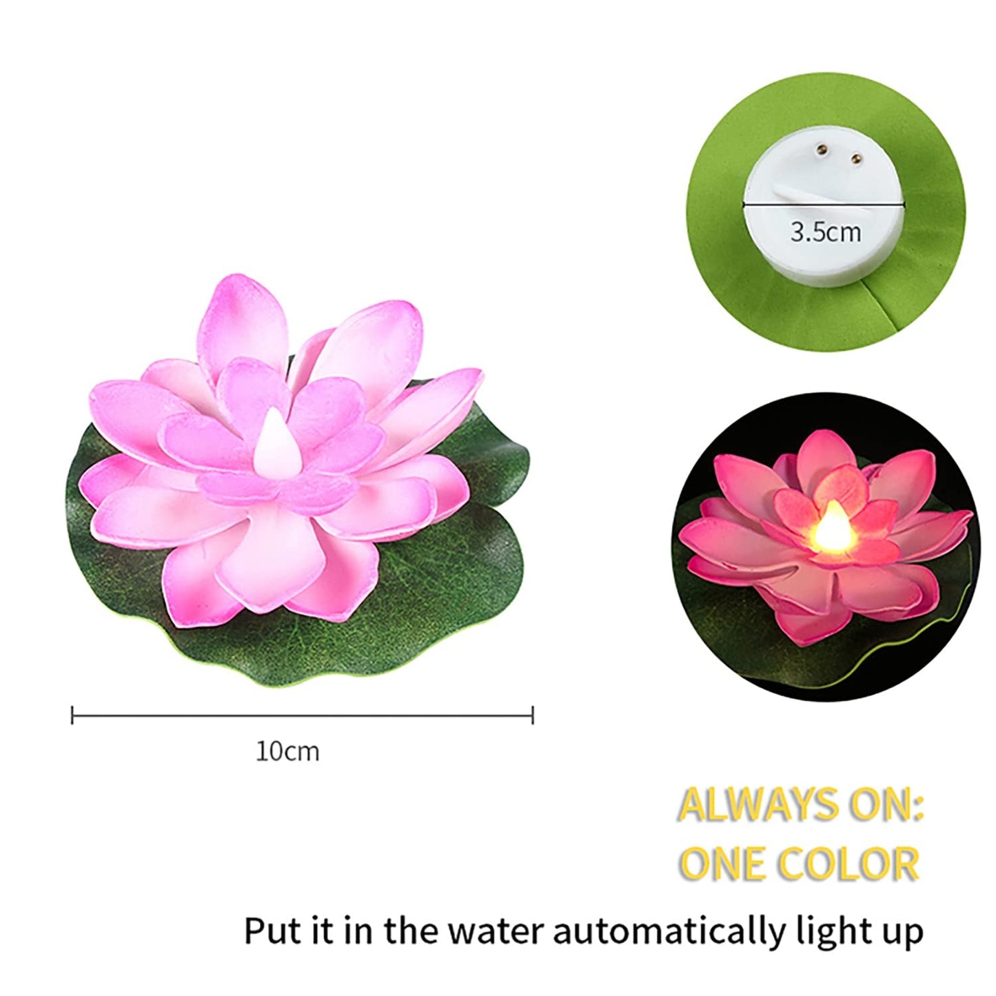 6556 Water Floating Smokeless Candles Lotus Flowers Sensor Led Tealight For Outdoor And Indoor Decoration - Pack Of 6 Candle Candle (Pack Of 6) Wukusy