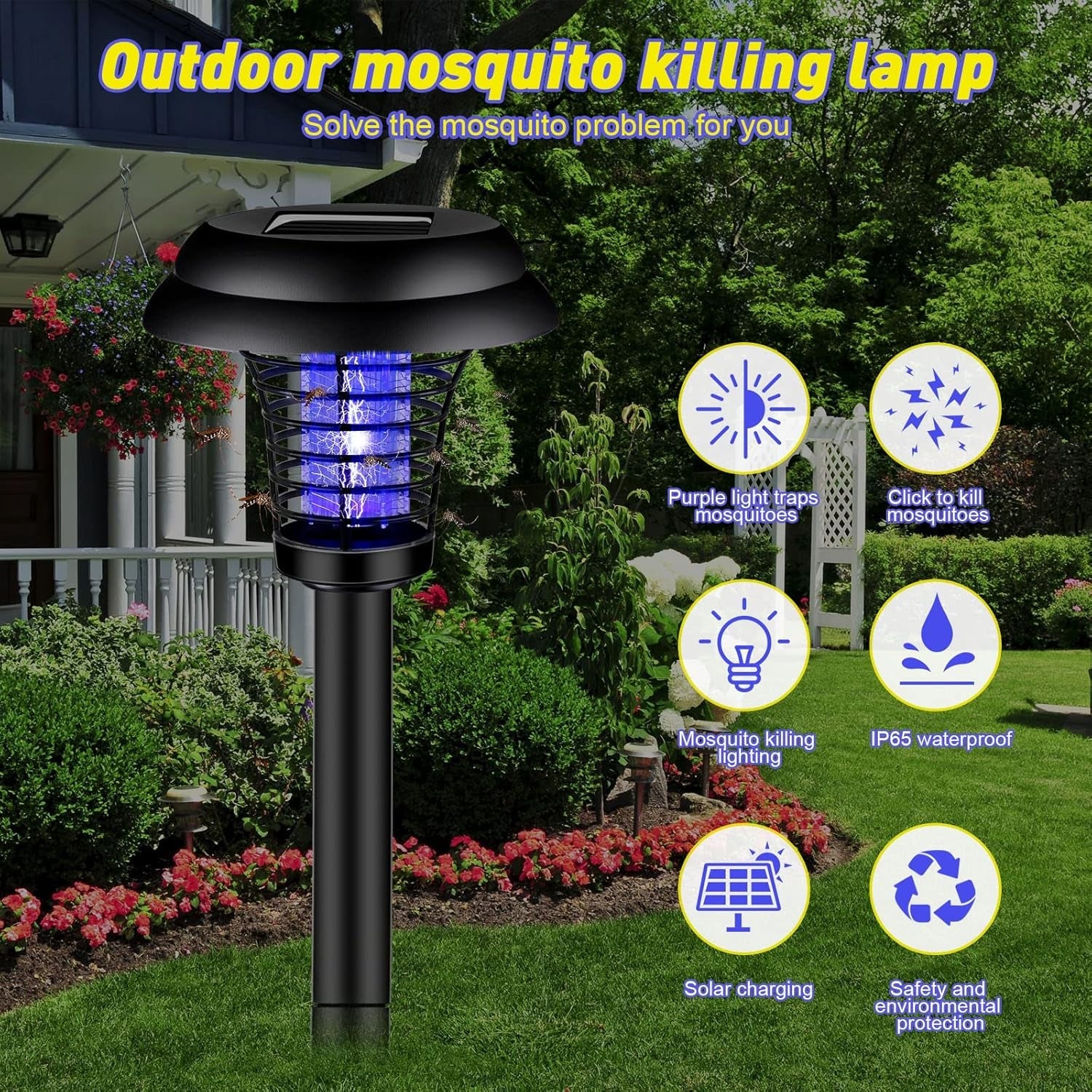 Medium Garden Solar Powered Led Mosquito Trap  Bug Zapper (1 Pc) Wukusy