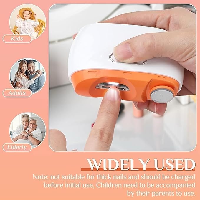 Electric Nail Clipper Automatic Nail Trimmer Nail File with Light And 2 Speeds 2 in 1 Design Fingernail Cutter and Manicure Rechargeable Safety Nail Scissors for Elderly Kids Howzhat