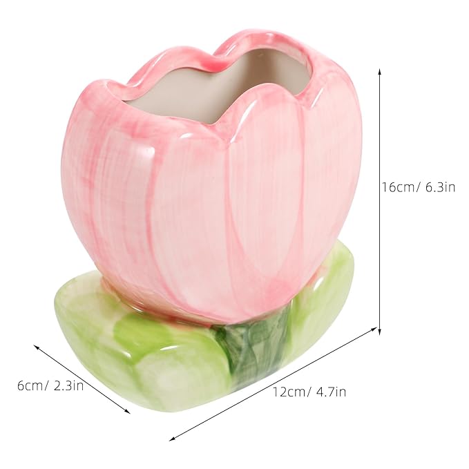 VILLCASE Tulip Pen Holder, Cute Pencil Stand Case Pencil Cups Makeup Brush Holder Desk Organizer Small Stationery Organizer for Home Office