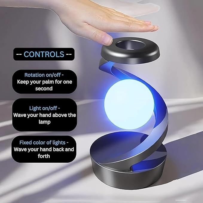 Brienstripe Spiral Rotating Desk Lamp | RGB Spiral Rotating Moon Lamp | Rechargeable Table Lamp | Multicolor LED Levitating Night Light | 3D Visual Levitation Ball 360° Spiral Rotating Desk Lamp. Howzhat