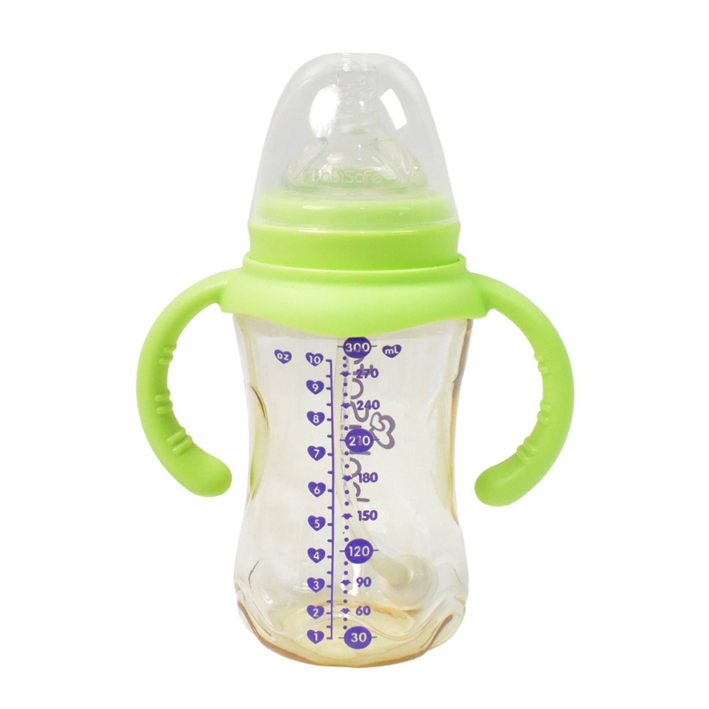 Plastic Baby Feeding Bottle With Handles Cleaning Brush Straw (300 Ml 1 Pc) Wukusy