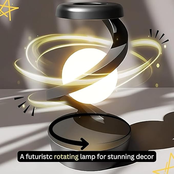 Brienstripe Spiral Rotating Desk Lamp | RGB Spiral Rotating Moon Lamp | Rechargeable Table Lamp | Multicolor LED Levitating Night Light | 3D Visual Levitation Ball 360° Spiral Rotating Desk Lamp. Howzhat