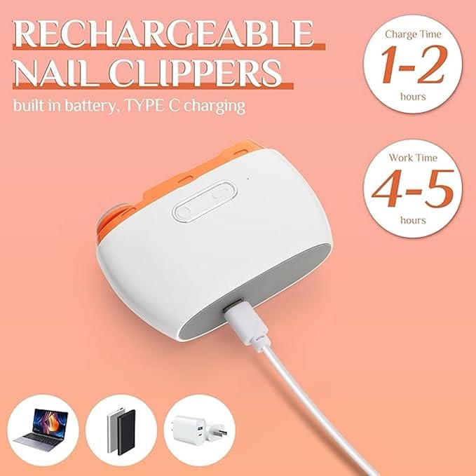 Electric Nail Clipper Automatic Nail Trimmer Nail File with Light And 2 Speeds 2 in 1 Design Fingernail Cutter and Manicure Rechargeable Safety Nail Scissors for Elderly Kids Howzhat