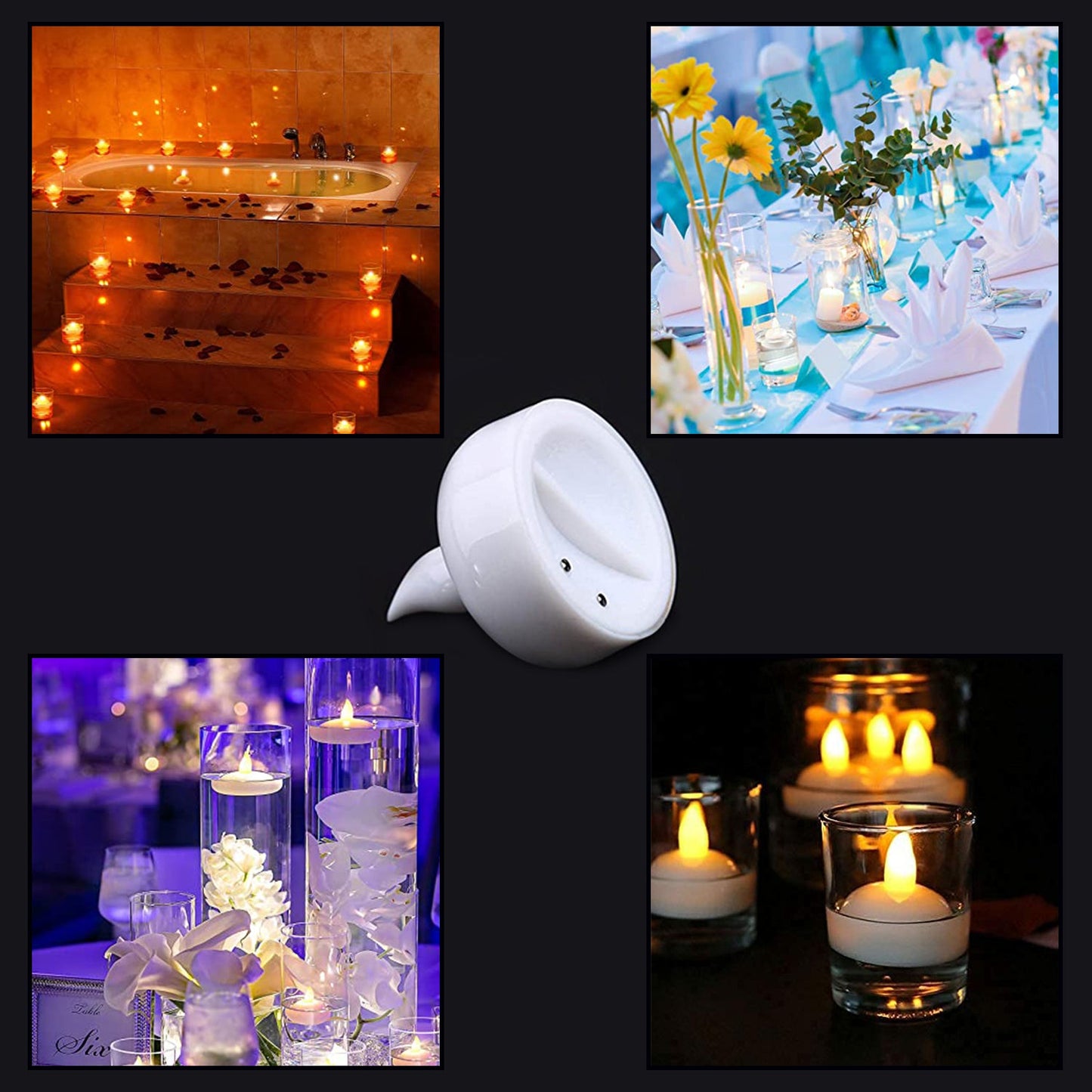 6432 Set Of 12 Flameless Floating Candles Battery Operated Tea Lights Tealight Candle - Decorative Wedding. Wukusy
