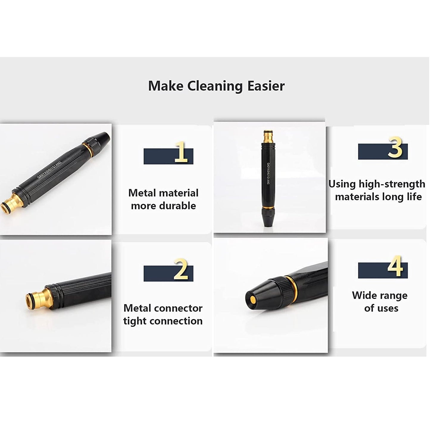 High Pressure Water Gun Nozzle Car Wash Water Gun Nozzle Alloy Garden Nozzle Spray Gun Wukusy