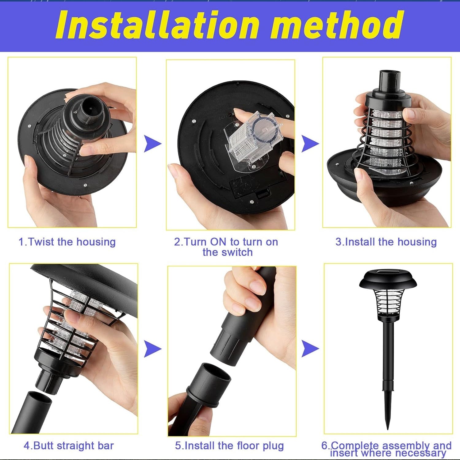 Medium Garden Solar Powered Led Mosquito Trap  Bug Zapper (1 Pc) Wukusy