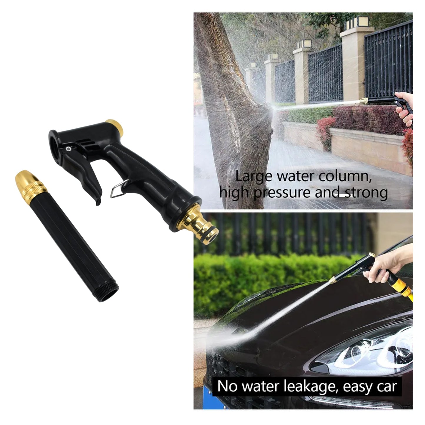 9148 Plastic Body Metal Trigger Brass Nozzle Water Spray Gun For Water Pipe Non-slip Comfortable Grip Multiple Spray Modes Ideal Pipe Nozzle For Car Wash Gardening Other Uses Wukusy