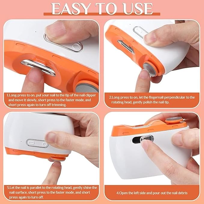 Electric Nail Clipper Automatic Nail Trimmer Nail File with Light And 2 Speeds 2 in 1 Design Fingernail Cutter and Manicure Rechargeable Safety Nail Scissors for Elderly Kids Howzhat