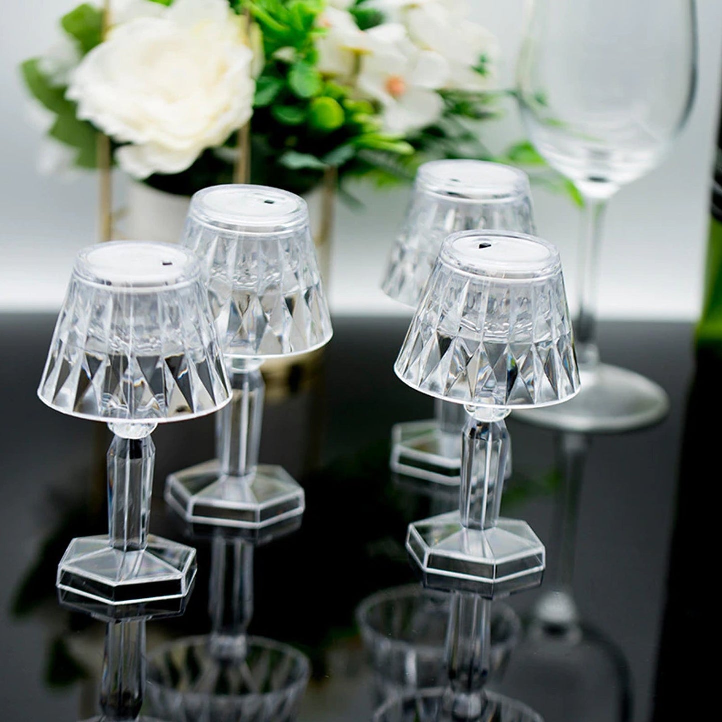 6610 2in1 Transparent Mini Crystal Table Lamp With Reflection Light Wukusy