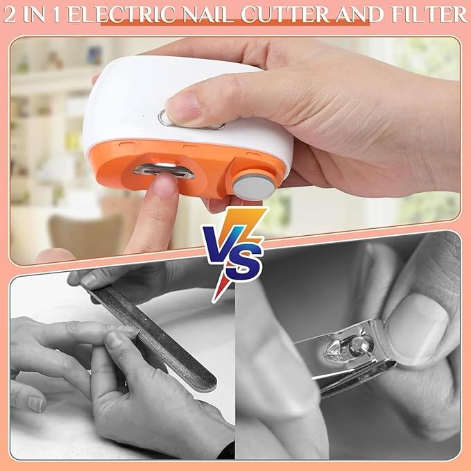 Electric Nail Clipper Automatic Nail Trimmer Nail File with Light And 2 Speeds 2 in 1 Design Fingernail Cutter and Manicure Rechargeable Safety Nail Scissors for Elderly Kids Howzhat