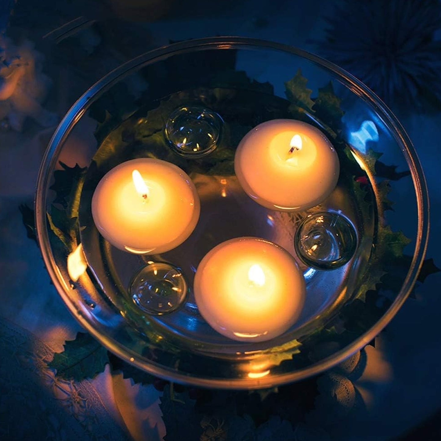 12503 Floating Candle Light Candle Holder Set Romantic Atmosphere Creates Water Container Coffee Table Decoration Send Candles Table Decorations Romantic Atmosphere (1 Pc) Wukusy