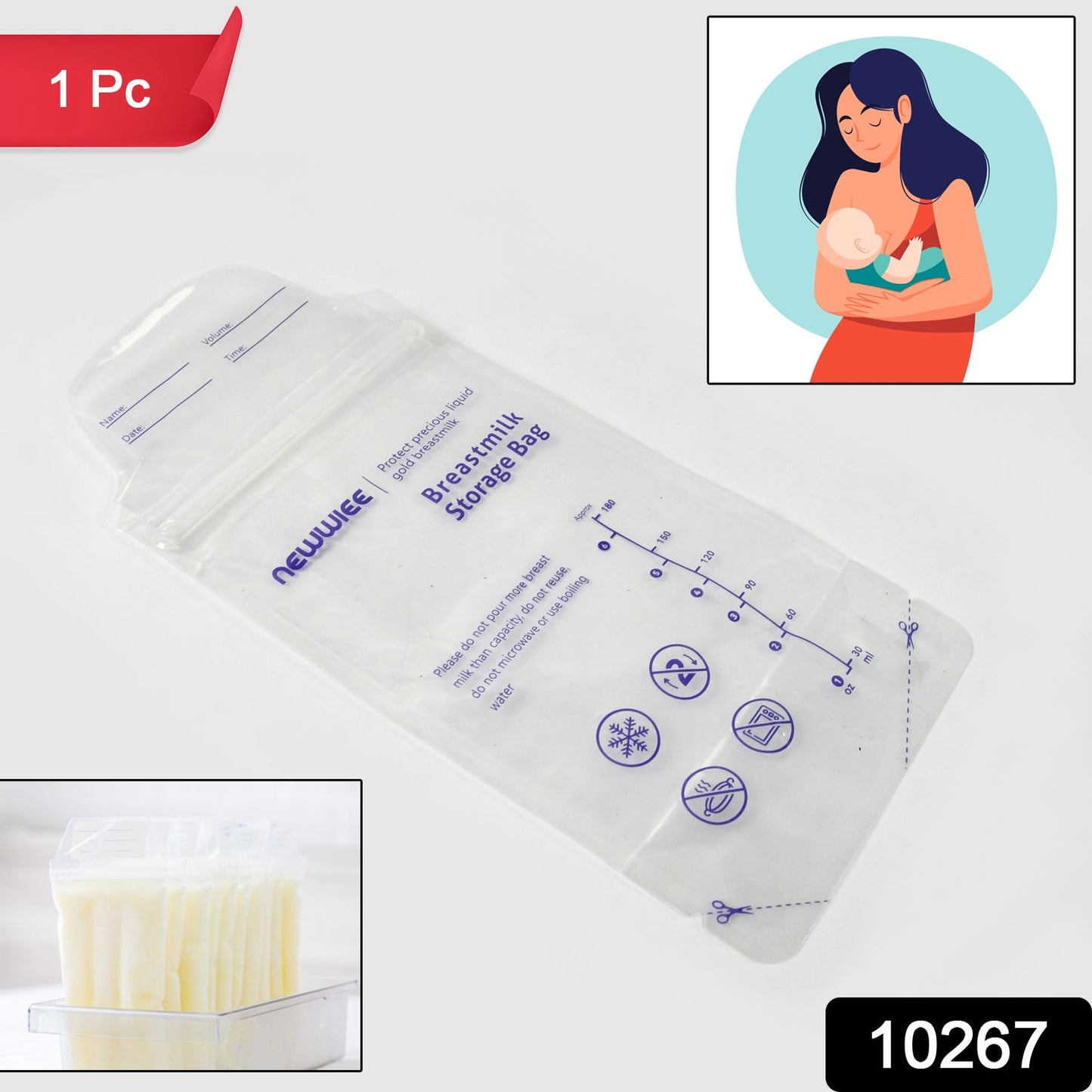 Breastmilk Storage Bags Double Zipper Seal (1 Pc) Wukusy