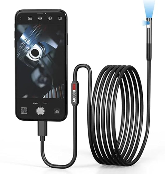 5m Endoscope Video Inspection Camera, 3 in 1 USB 720P Waterproof Borescop Multifunction Camera with 6 Adjustable LED for Pipe Car, Tube Sink Drain Pipe Inspection (5m Endoscop) Howzhat