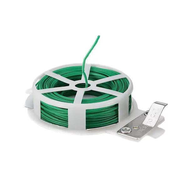 873 Plastic Twist Tie Wire Spool With Cutter For Garden Yard Plant 50m (Green) Wukusy
