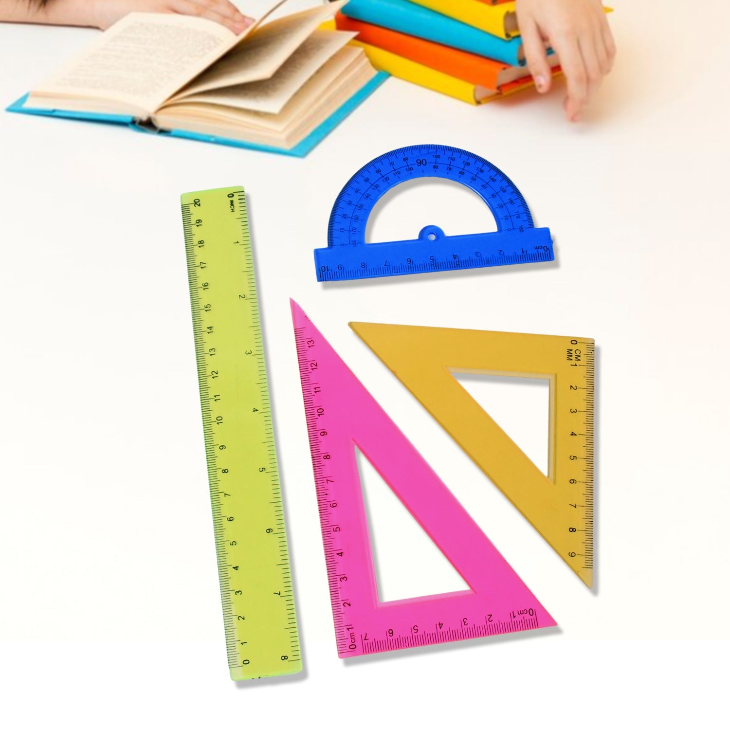 4-piece Geometry Set Triangle Ruler Protractor Straight Ruler Wukusy