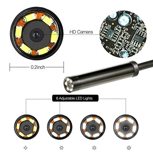 5m Endoscope Video Inspection Camera, 3 in 1 USB 720P Waterproof Borescop Multifunction Camera with 6 Adjustable LED for Pipe Car, Tube Sink Drain Pipe Inspection (5m Endoscop) Howzhat