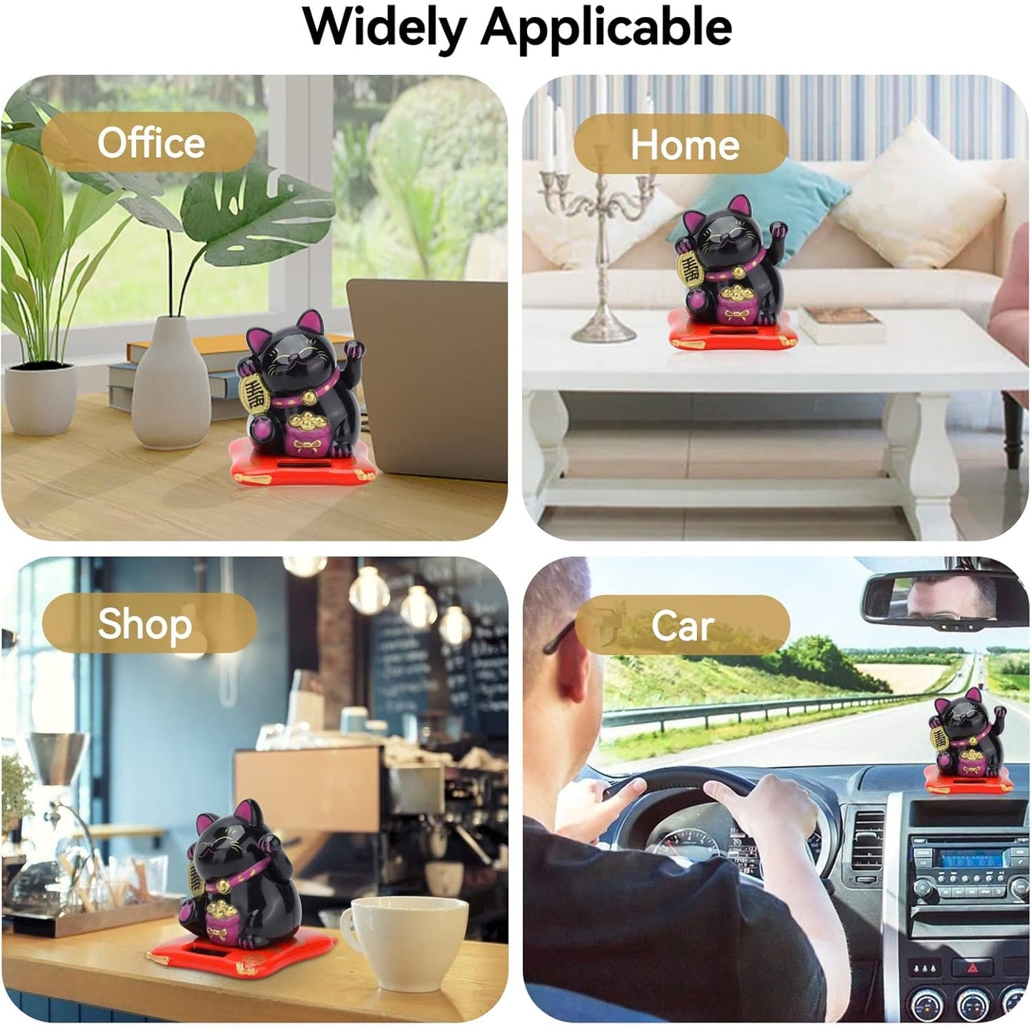 Solar Powered Happy Cat Beautiful With Arm Waves Wealth Cat (1 Pc Mix Color) Wukusy