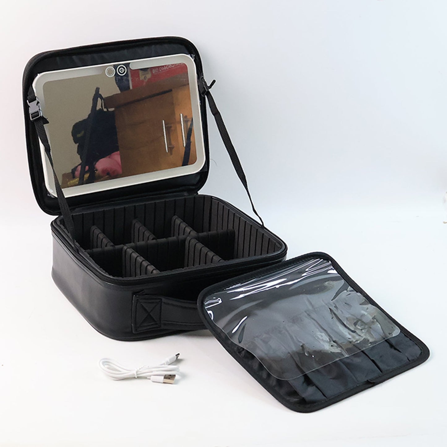Black Premium Led Light Makeup Organizer Box (1 Pc) Wukusy