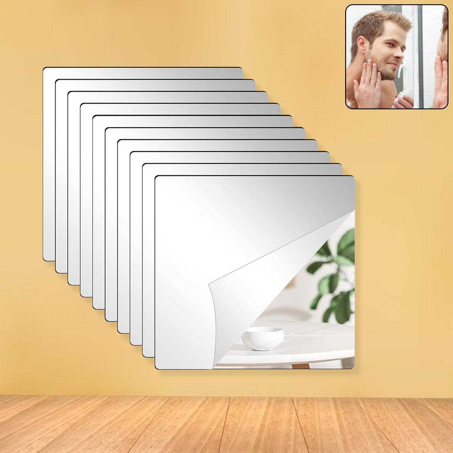 Flexible Acrylic Mirror Set (30x30 Cm  10 Pcs Set) Wukusy