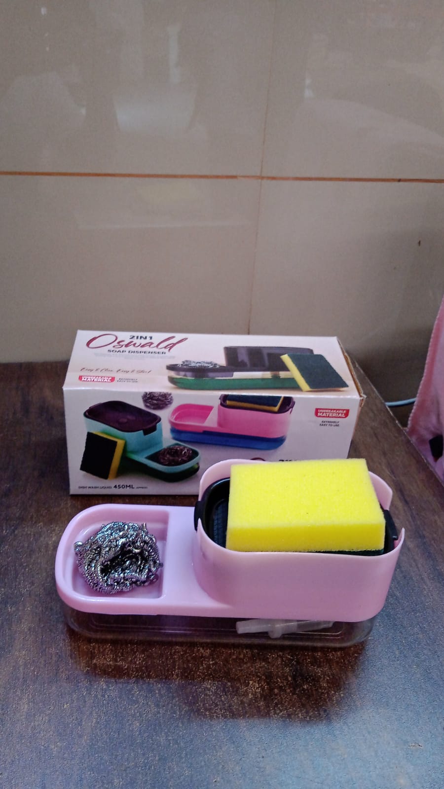 2 In 1 Plastic Dish Soap Liquid Dispenser Sponge Holder (1 Set) Wukusy