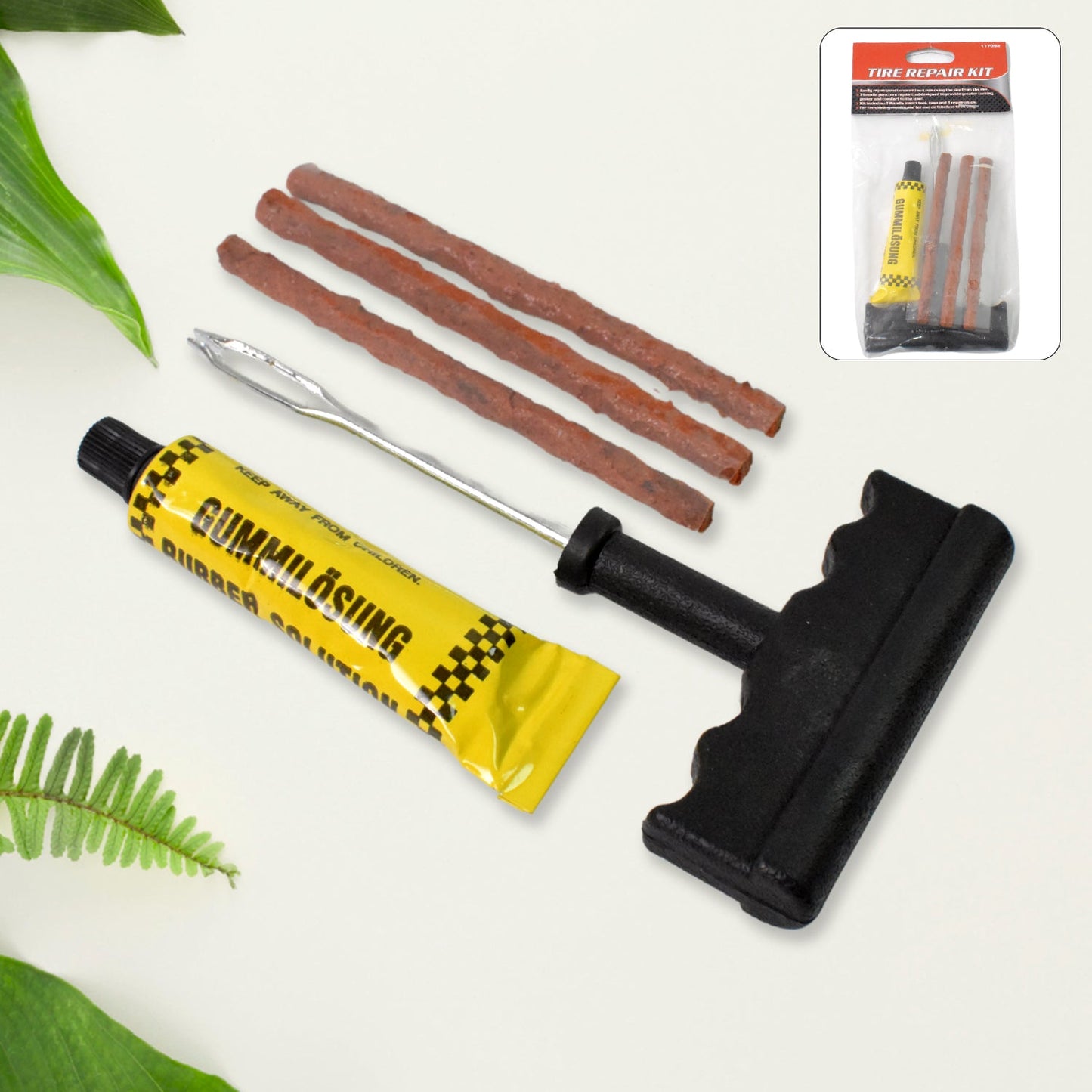 Tyre Puncture Repair Kit With 3 Seal Strips (5 Pcs Set) Wukusy
