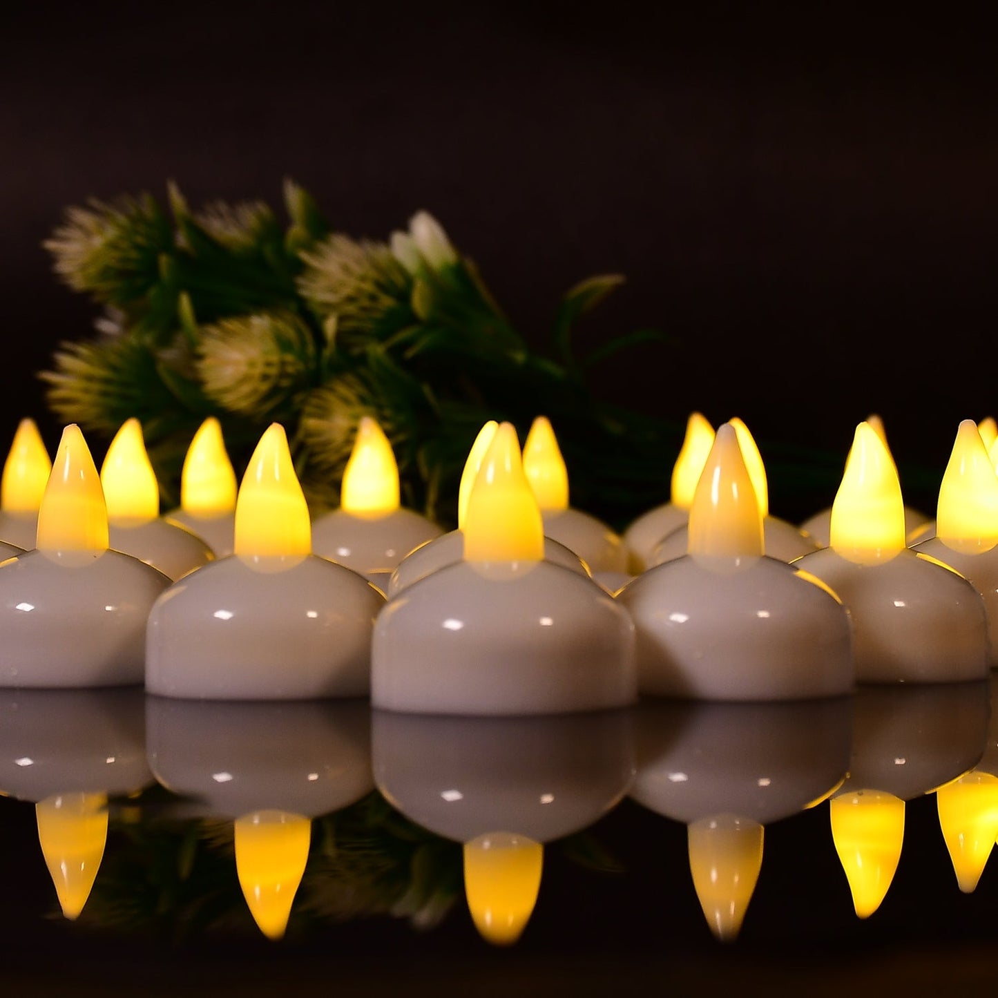 6432 Set Of 12 Flameless Floating Candles Battery Operated Tea Lights Tealight Candle - Decorative Wedding. Wukusy