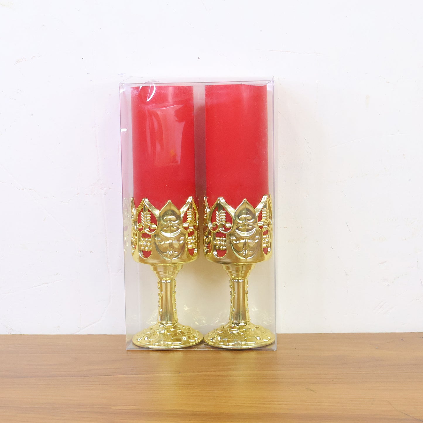 Decorative Led Candle Light Lamps With Golden Stand (2 Pc)
