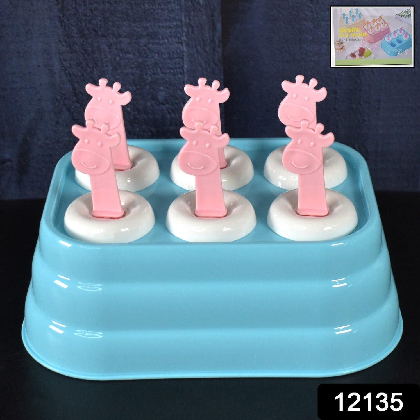 6 Cavity Popsicle Molds Plastic Giraffe Shape Ice Moulds (1 Pc) Wukusy