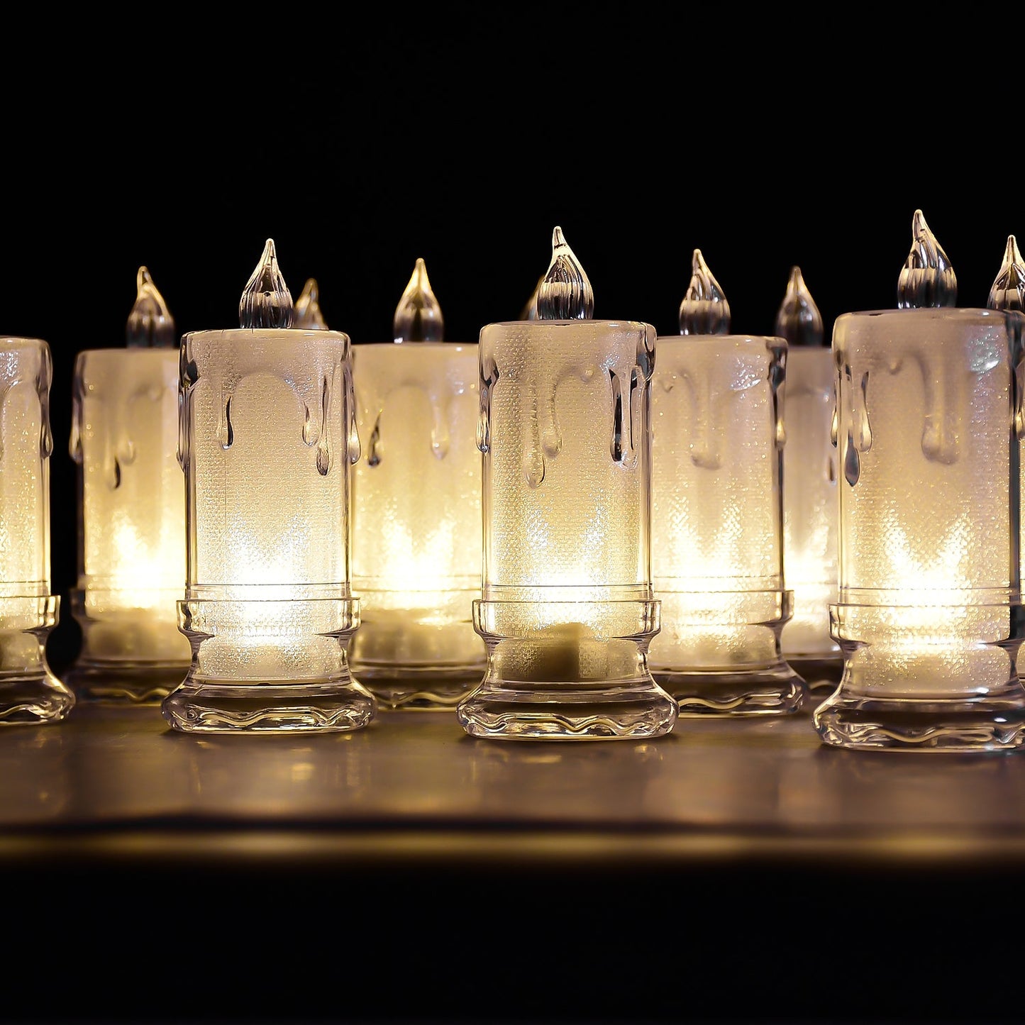6559 Big Size Flameless Melted Design Candles For Decoration (Set Of 12pc) Wukusy