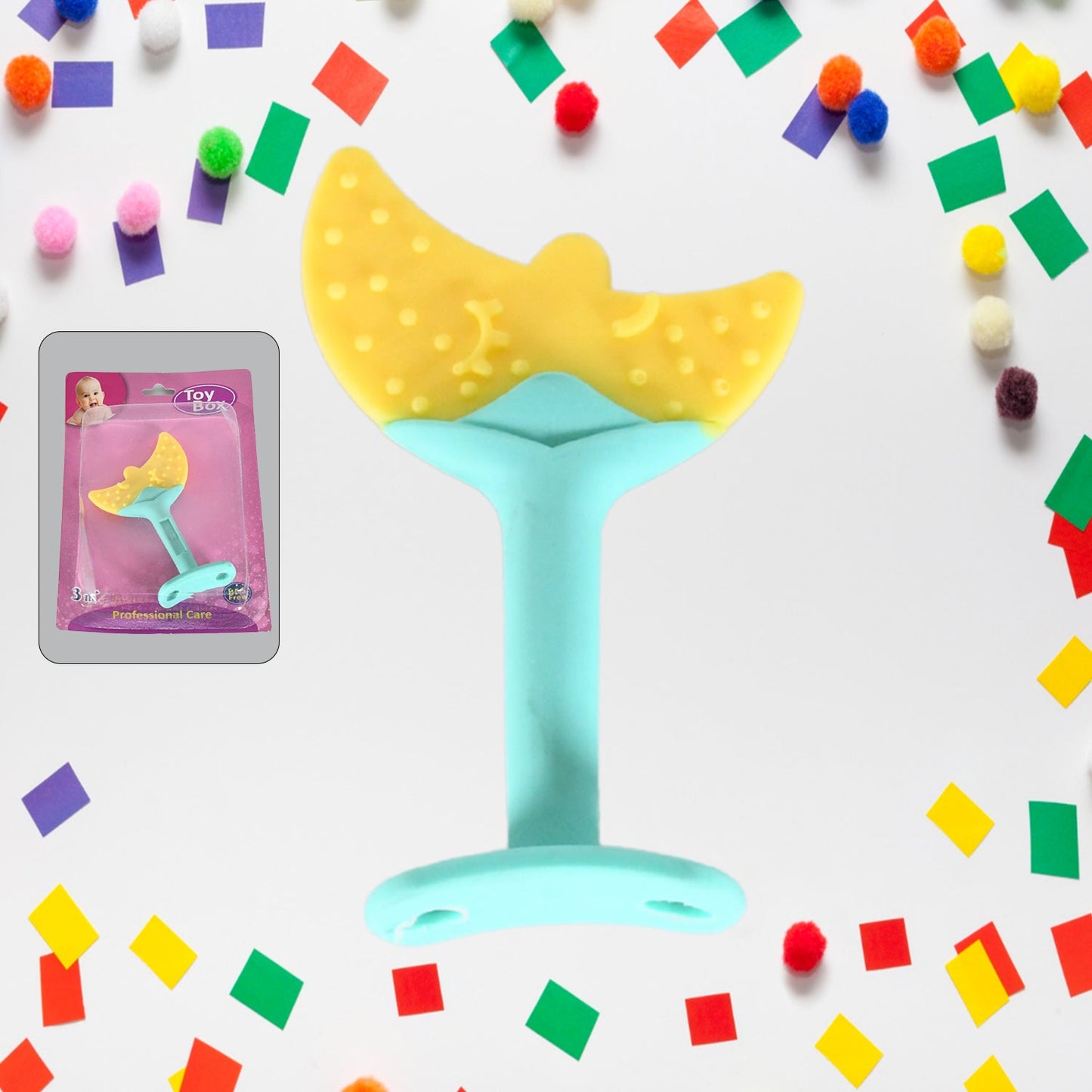 Baby Silicone Teether Fruit Teether For Toddlers100 Food Grade Silicone Teether Non-toxic Latex Free Suitable For Kids Above 3 Months Moon Shape(1 Pc) Wukusy