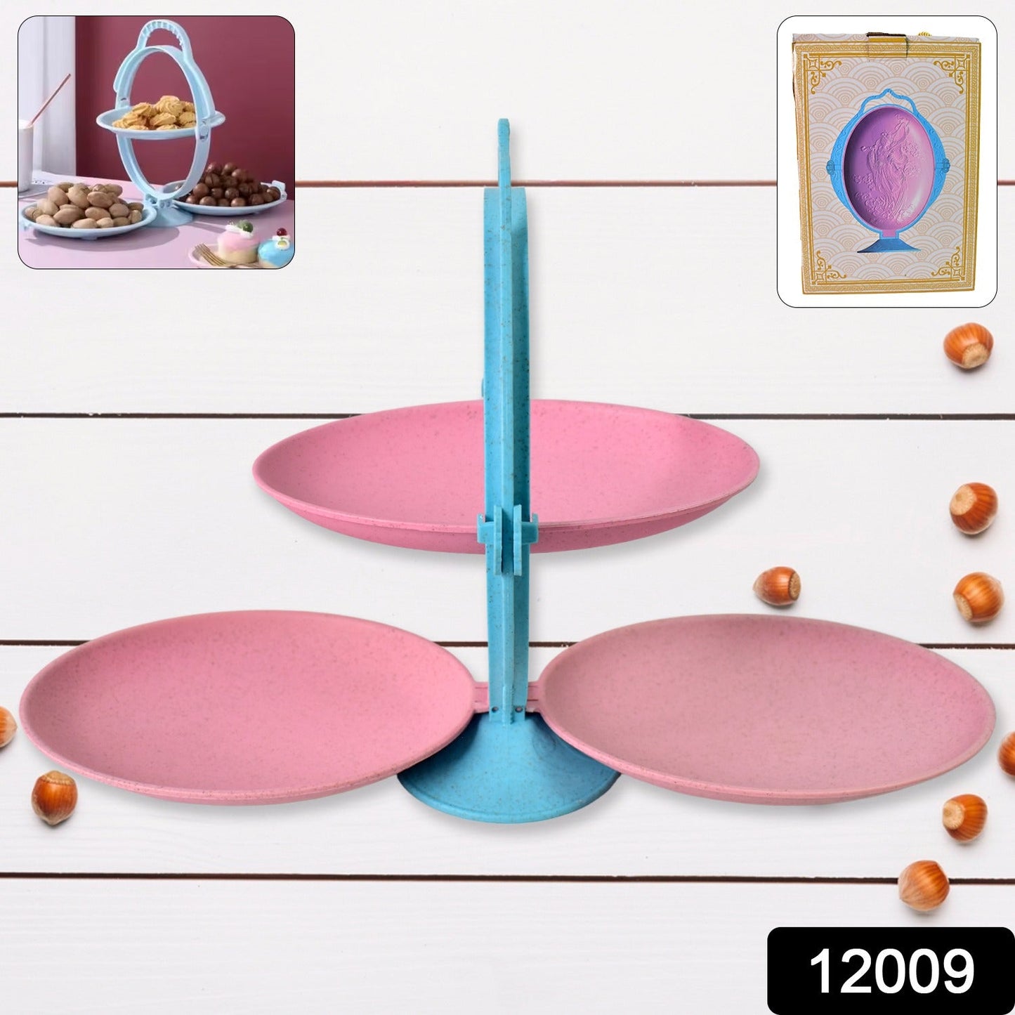 Foldable Fruit Plate Candy Dish Multi Use Mirror Shape Dried Fruit Tray (1 Set) Wukusy