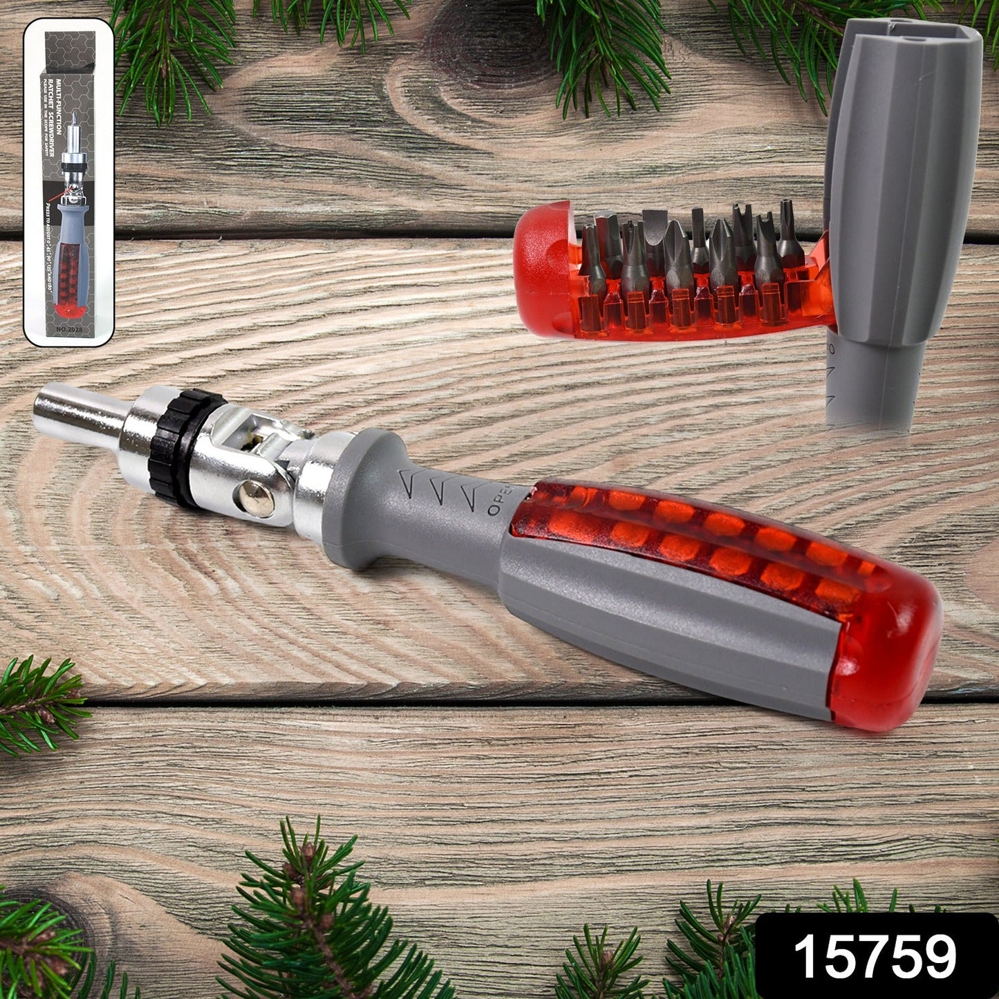 Multi Bits Ratchet Screwdriver Set Adjustable Angle Two-way Ratcheting Screwdriver (1 Set) Wukusy