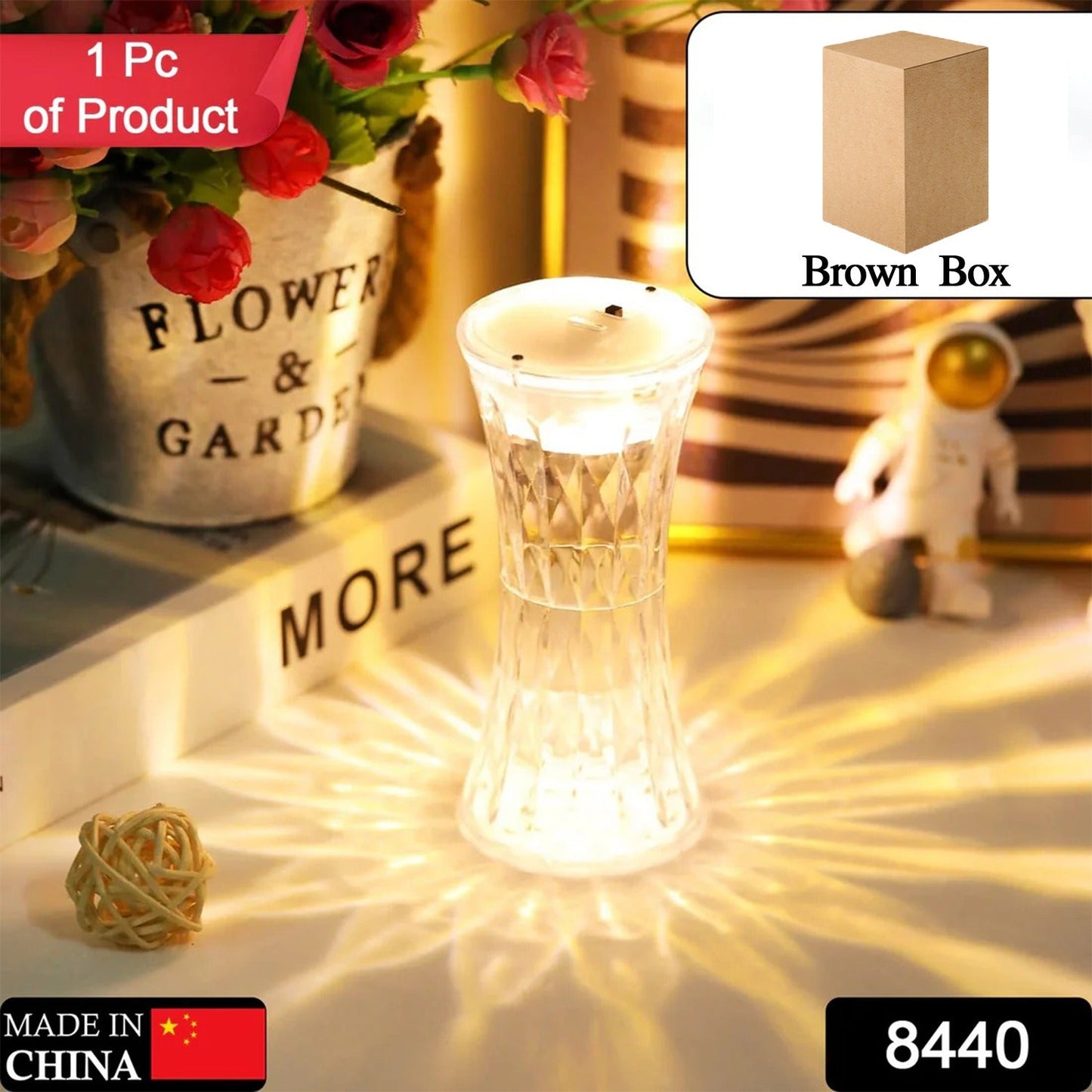 8440 Crystal Lamp Universal Night Light Soft Lighting Eye Protection For Nursery Study Bedroom Transparent Crystal Table Soft Lighting Multipurpose For Hotel For Office For Childrens Room (12pc Moq) Wukusy