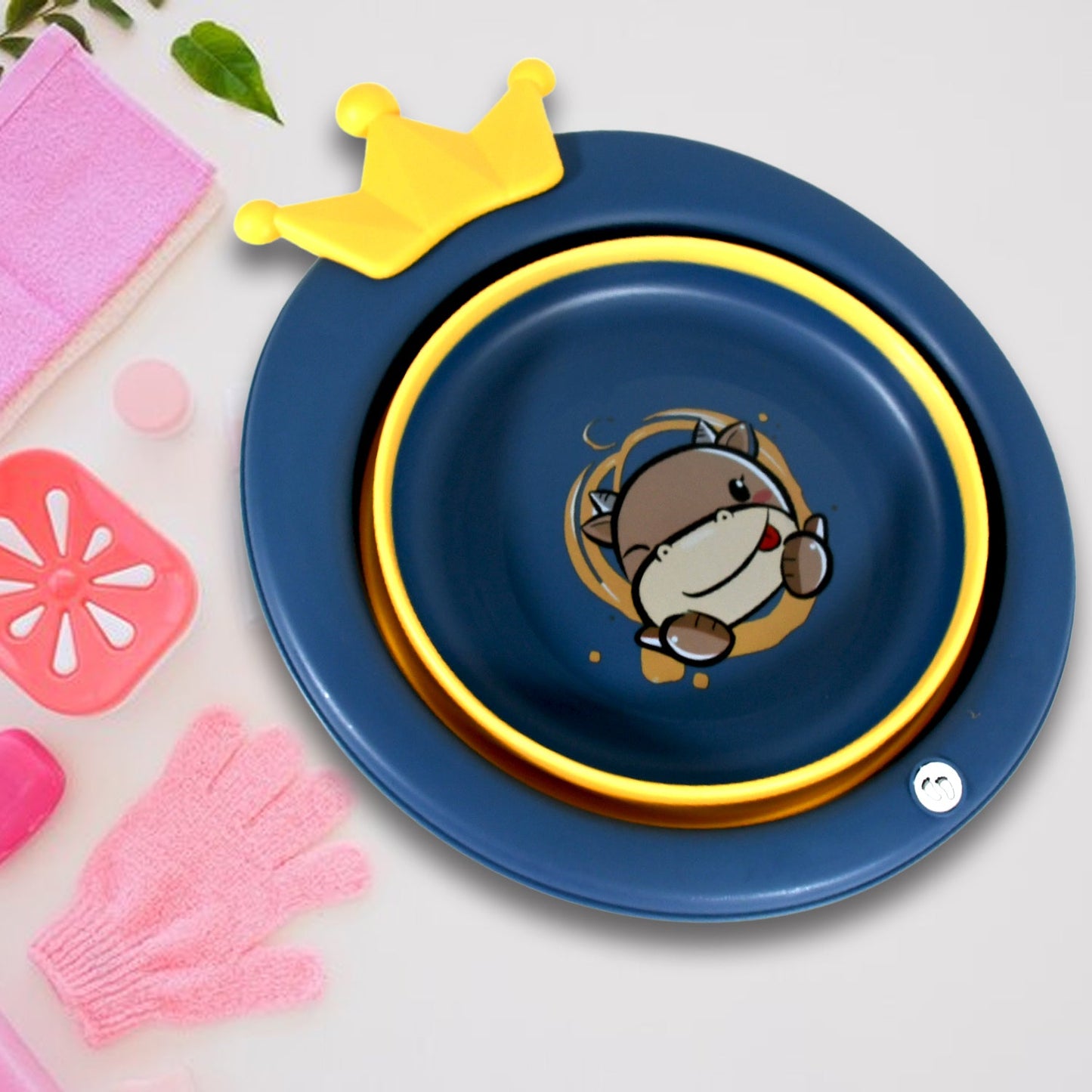 Cartoon Shape Wash Basin Space Saving Multi Function Foldable Baby Wash Basin Easy Clean Lightweight Thicken For Washing Face For Home (33x31 Cm 1 Pc) Wukusy