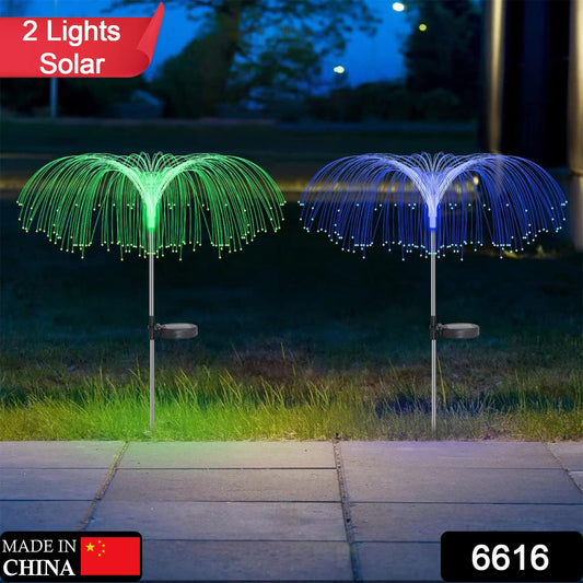 6616 2pcs Garden Solar Outdoor Lights Decorative  7 Colors Changing Rgb Light Waterproof Flower Jellyfish Firework Decor For Garden Patio Landscape Pathway Yard Holiday Decor Wukusy