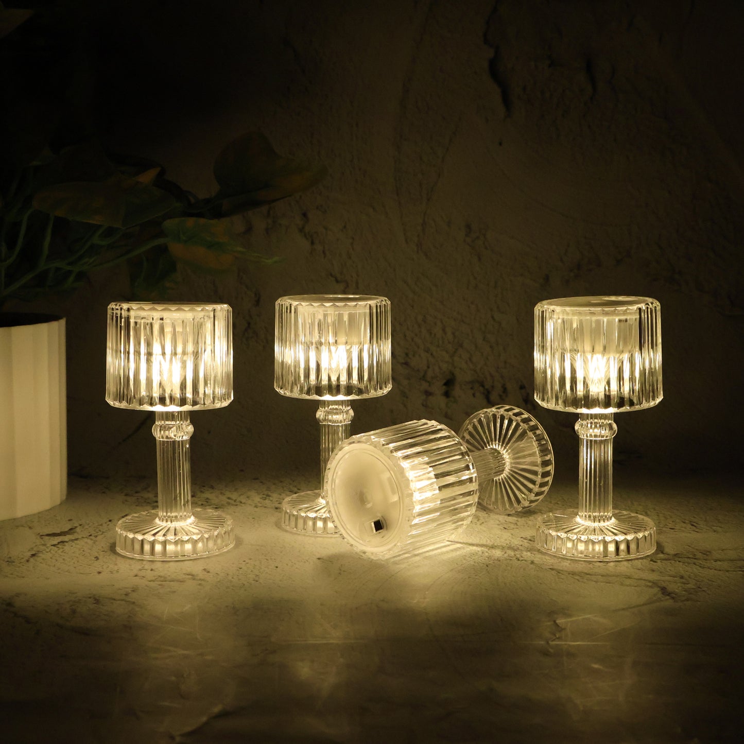 Set Of 4 Led Crystal-effect Table Lamps