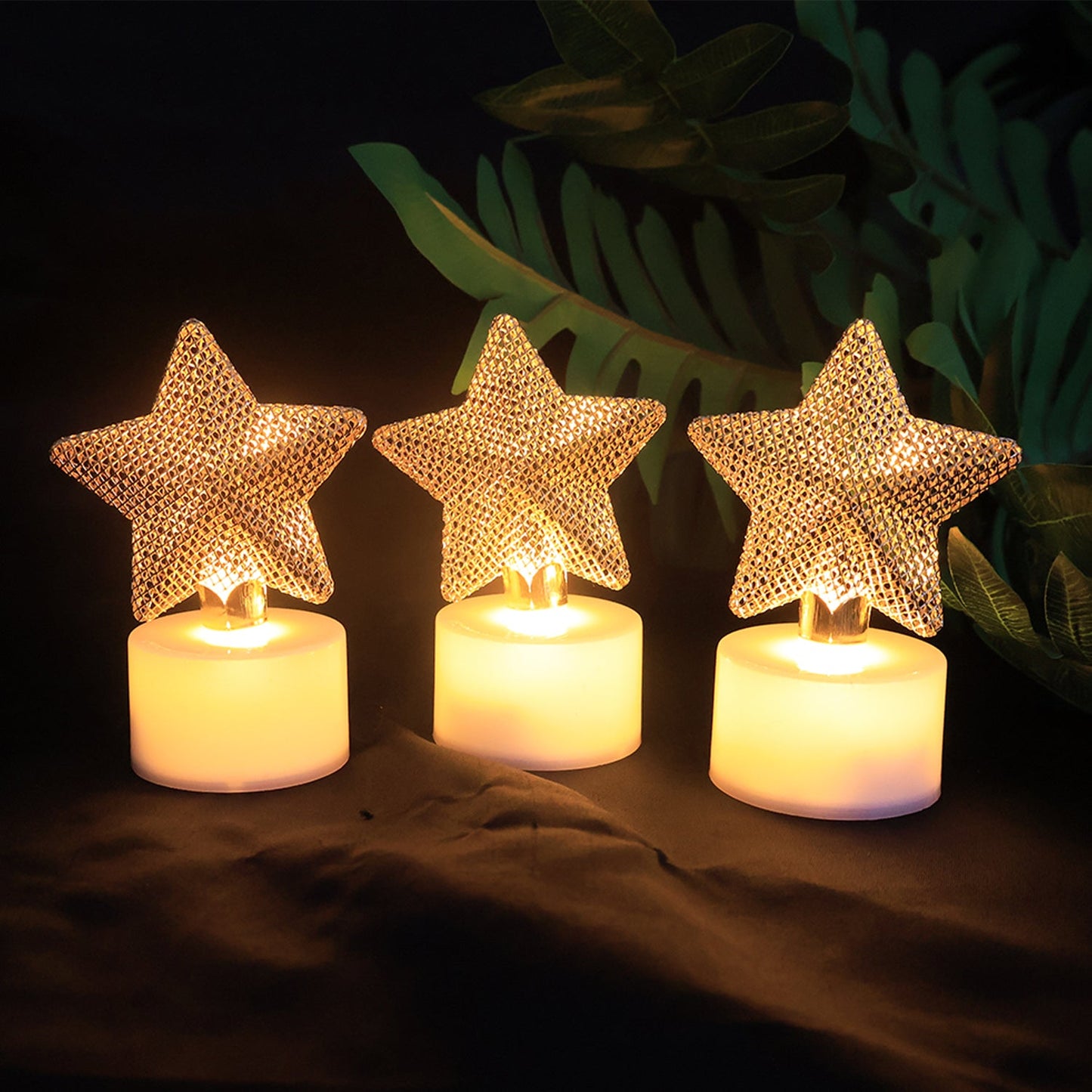 Set Of 12 Decorative Led Star Candles Wukusy
