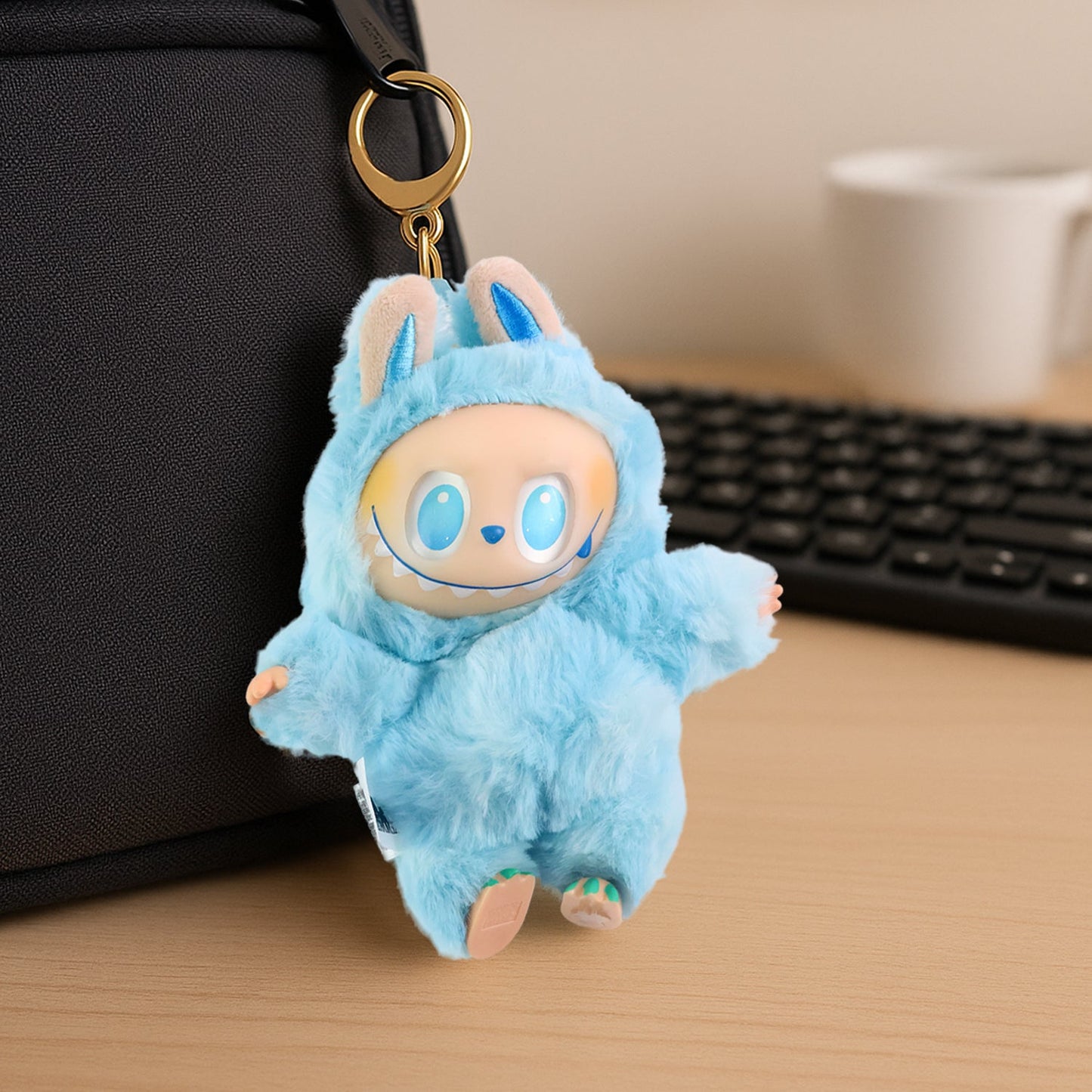 Sky Blue Plush Toy Cartoon Keychain With Hook Colorful Animal Sky Blue (1 Pc) Wukusy