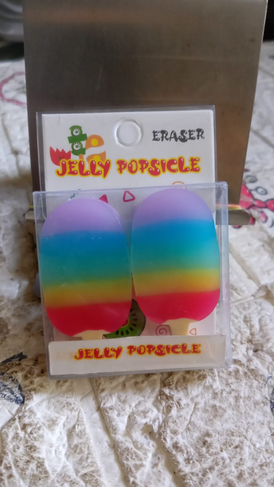 17523 Jelly Popsicle Shape Fancy  Stylish Erasers Mini Eraser Creative Cute Novelty Eraser For Children Eraser Set For Return Gift Birthday Party School Prize (2 Pc Set) Wukusy