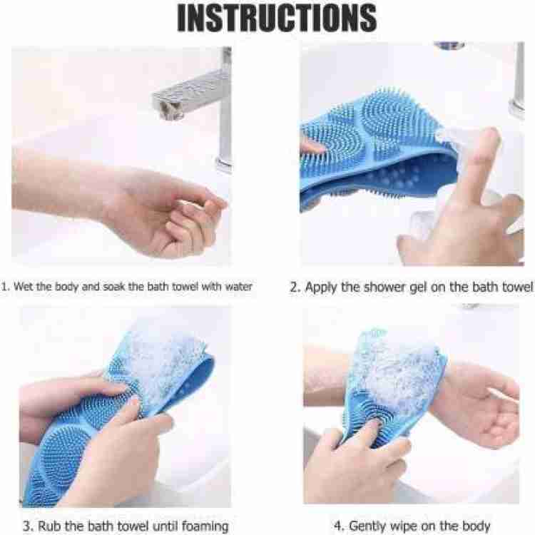 1302 Silicone Body Back Scrubber Double Side Bathing Brush For Skin Deep Cleaning Wukusy
