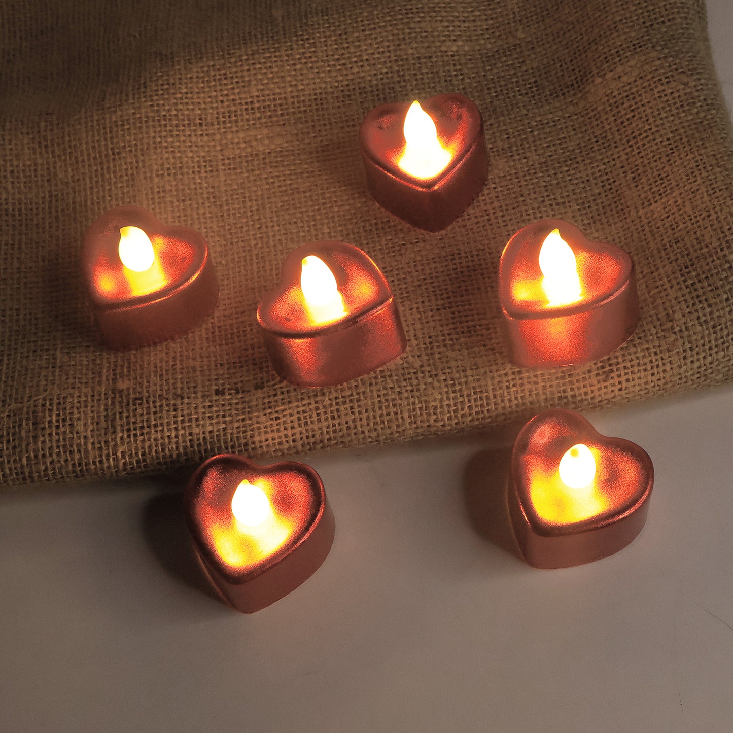 Heart Shape Led Flameless Decorative Candles (6 Pc Set)