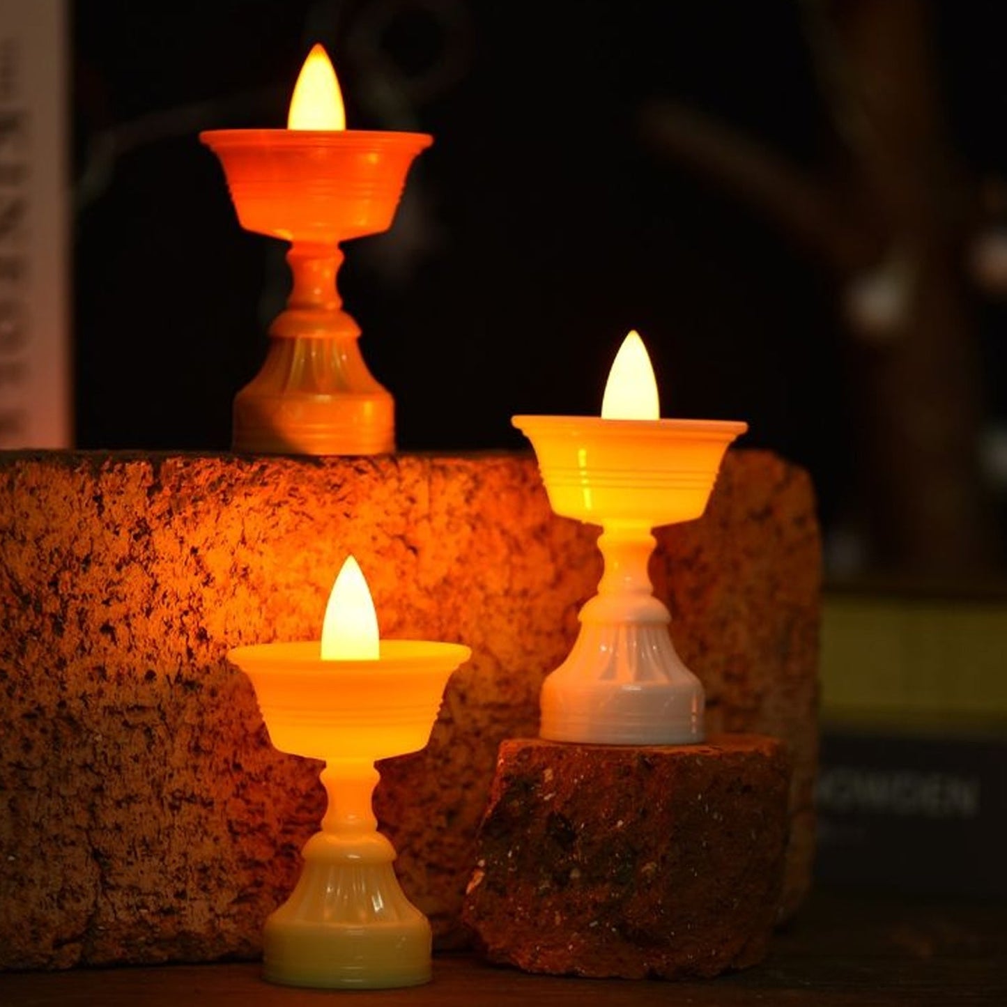 Set Of 12 White Water Sensor Led Diyas Wukusy