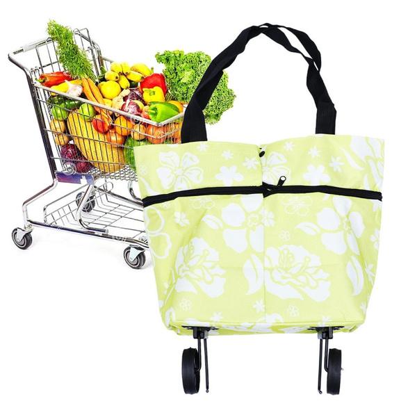 1652 Folding Cart Bags Trolley Shopping Bag For Travel Luggage Wukusy