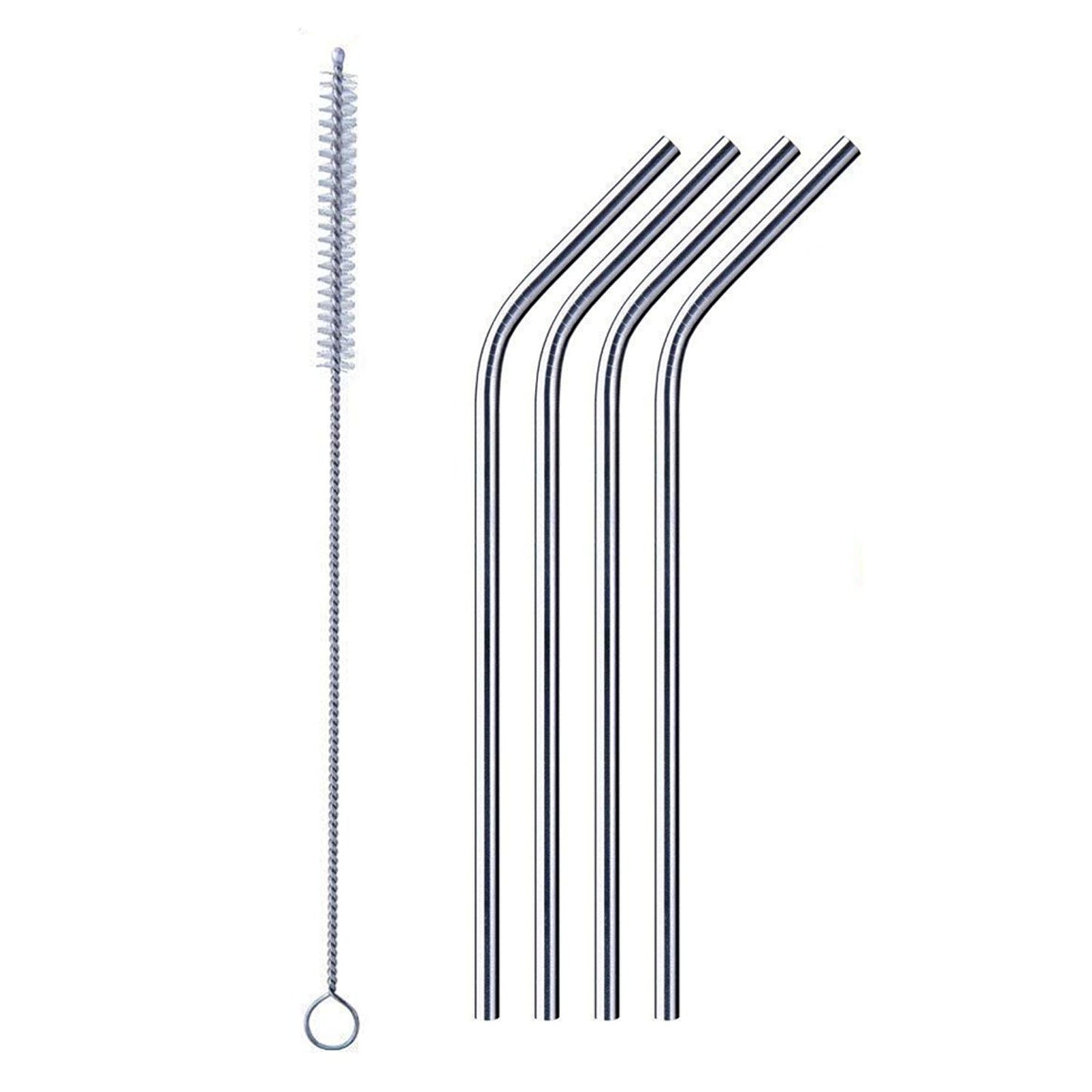1733 Reusable Stainless Steel Drinking Straws Bent (4 Bent Straws 1 Brush)