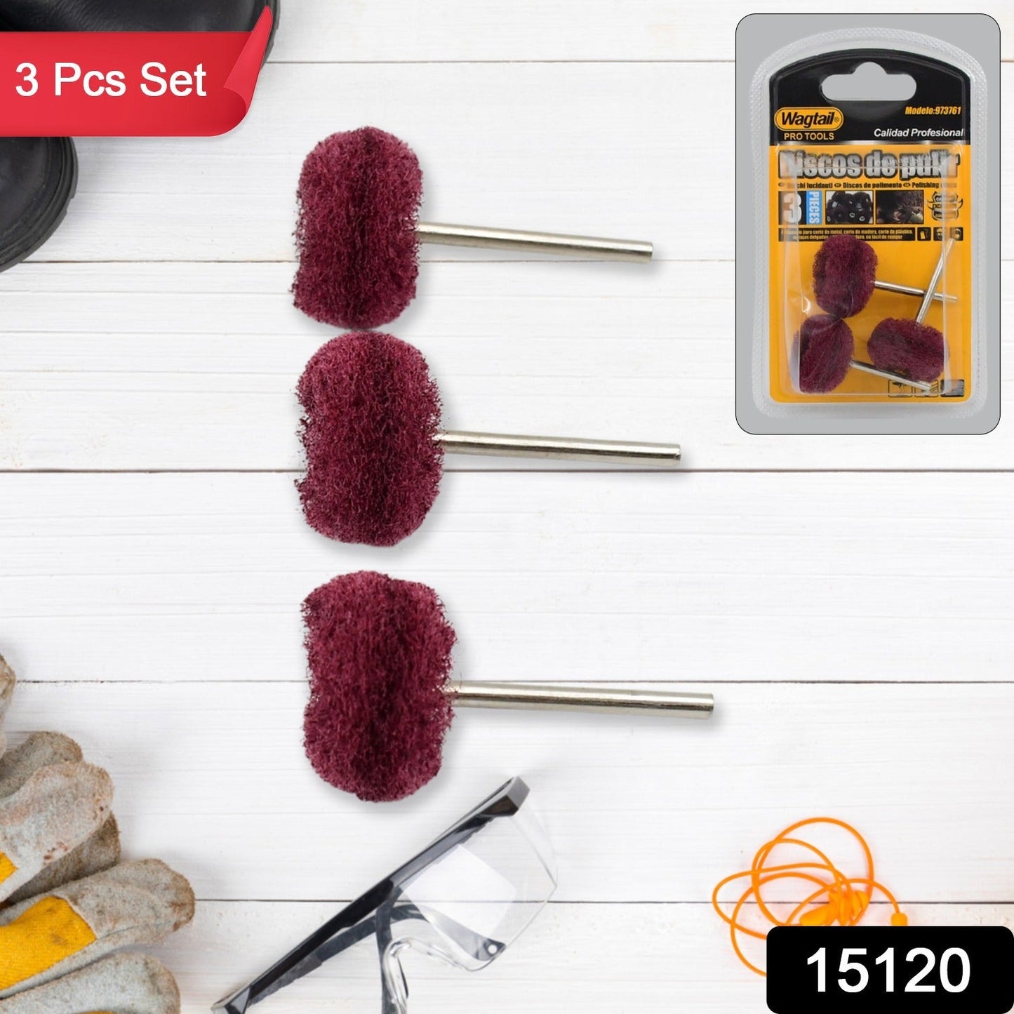 Abrasive Buffing Polishing Wheel Set (3 Pcs) Wukusy