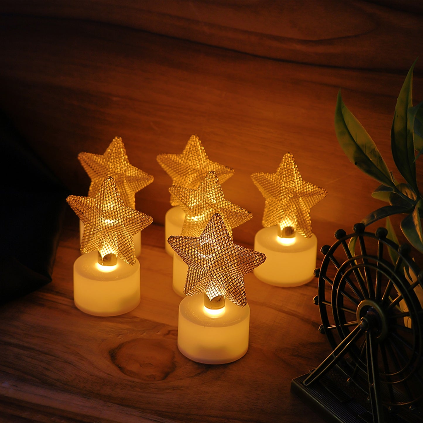 Set Of 6 Decorative Led Star Candles