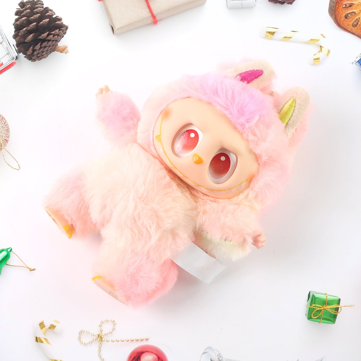 Pink Plush Toy Cartoon Keychain With Hook Colorful Animal Pink (1 Pc) Wukusy